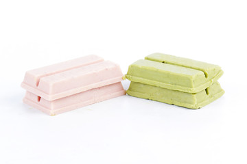 Matcha green tea and strawberry chocolate wafer