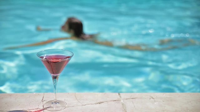 Woman swimming in a pool