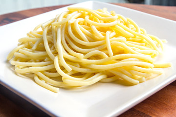 Close up texture of cooked spaghetti