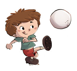 niño jugando a futbol con pelota © cirodelia