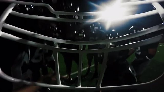 First Person Point Of View From Inside A Football Player's Helmet, From The Huddle To Running A Touchdown
