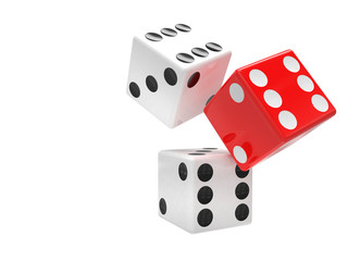 three dices on white
