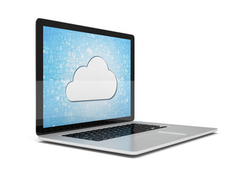 3d rendering of a laptop with cloud concept