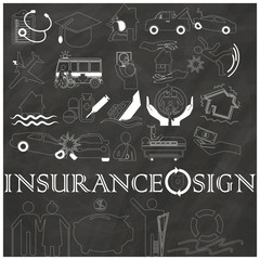 stripe icon of Insurance drawn on chalkboard