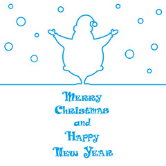 Vector christmas banner Santa Claus silhouette and hand drawn text Merry Christmas and Happy new Year for design tickets or invitations on party