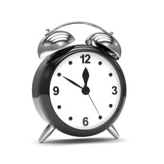 Black alarm clock on white