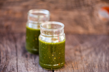 Fototapeta na wymiar Green vegetable juice