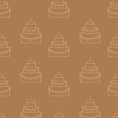 Tasty birthday cake  seamless pattern