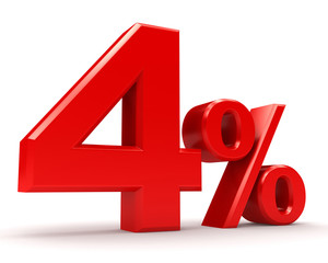 3d percentage of red on a white background