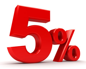 3d percentage of red on a white background