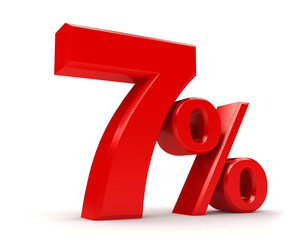 3d percentage of red on a white background