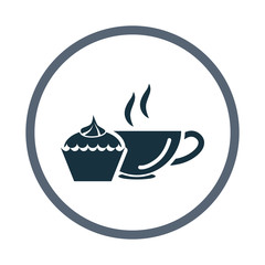 Cup of tea with dessert icon