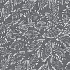 seamless with autumn leaves on grey background. - 95484332
