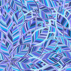 blue leaves on a blue background vector seamless  pattern