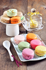 French macarons, dessert, toned image, selective focus
