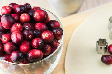 Crust and cranberries for cranberry pie.