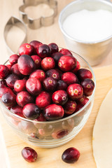 Crust and cranberries for cranberry pie.