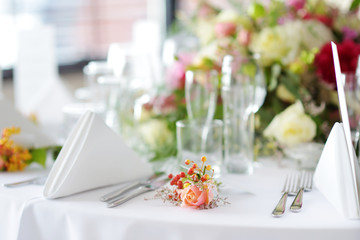 Table set for an event party or wedding reception