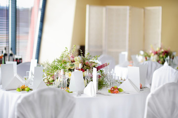 Table set for an event party or wedding reception