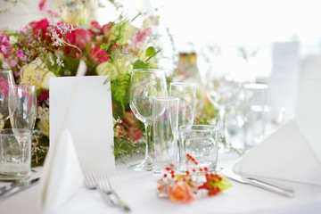 Table set for an event party or wedding reception