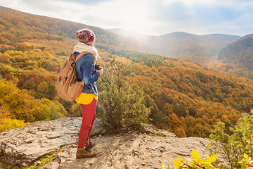 Beautiful woman in autumn nature