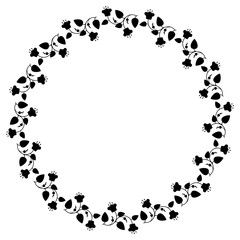 Round silhouette frame with floral elements