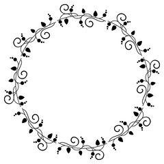 Round silhouette frame with floral elements