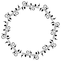 Round silhouette frame with floral elements