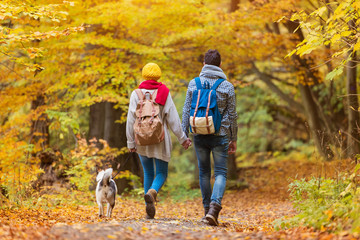 Beautiful couple in autumn nature
