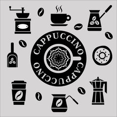 Coffee, set. Vector pictograms 3