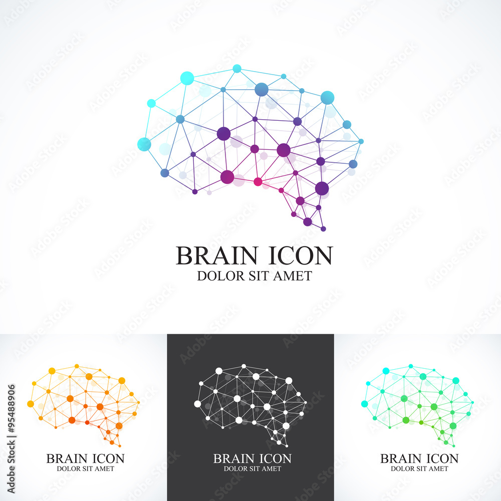 Poster set of colorful vector template brain . creative concept design icon