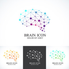 Set of Colorful Vector Template Brain . Creative concept design icon