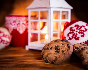 Christmas near fireplace