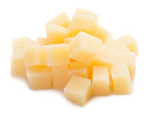a bunch of cheese on a white background