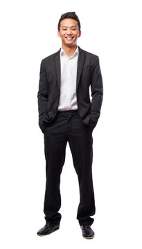 young business man standing isolated on white background