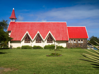 Side view of Notre Dame Auxiliatrice, a church at cap Malheureux in the northern part of Maurituis.