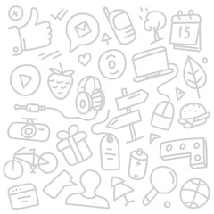 Different web interface silhouettes. Cartoon style sketch illust