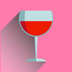 Fototapeta premium Image of glasses of wine which falls the shadow. flat design.