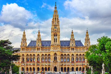 Vienna's Town Hall (Rathaus) at daytime.Vienna. Austria.