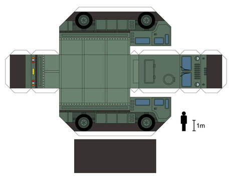 Paper model of a military truck / Not a real type, vector illustration