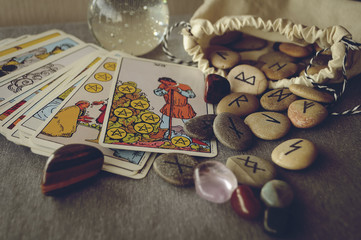 runes and tarot cards