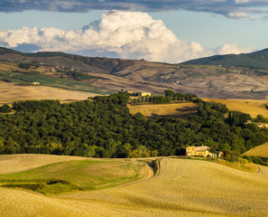 Samotne wille na wzgórzach Toskanii