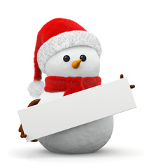 pupazzo di neve natalizio che regge un cartello