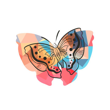 Modern flat design with origami butterfly
