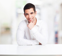 man thinking on a table