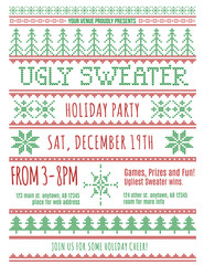 Red and Green Ugly Christmas Sweater Party invitation template