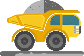 Big yellow truck. Cartoon Vector illustration.