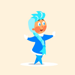 Snow Maiden Dancing. Christmas Vector Illustration