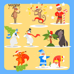 Christmas and New Year Icon Set. Vector Illustration Collection