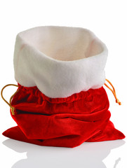 Santa Claus red bag, isolated on white background.
